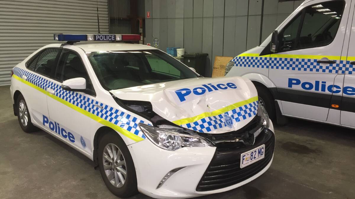A police vehicle which Phillip James Standage ran into in 2018