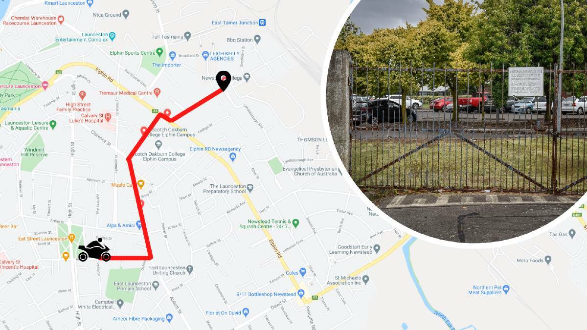 The route Oliver William Clark took when evading police on a stolen motor cycle in 2020. Inset the fence he was trying to clamber over when apprehended by police. 