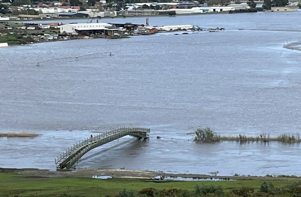 Joe Pentridges bridge was tested by flood in October. Picture Nick Clark 