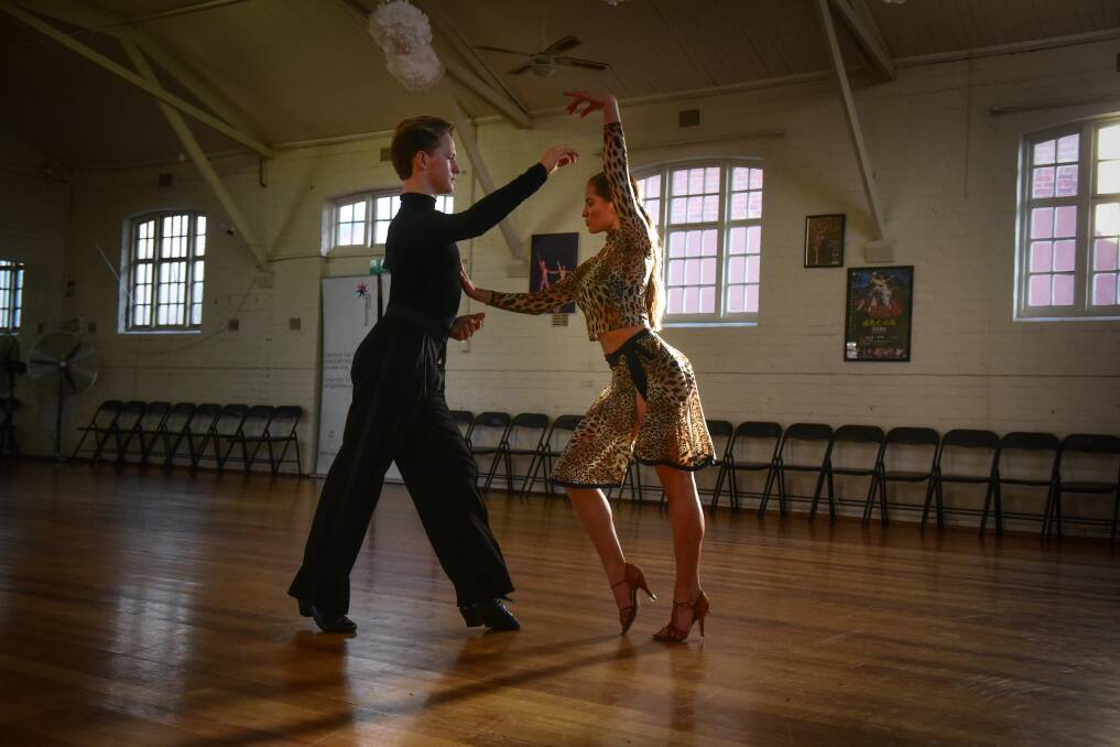 LET'S DANCE: Lily Cornish and Michael Wilson prepare to take on their competitors at the Tasmanian Open DanceSport Championship in Launceston this weekend. Picture: Paul Scambler