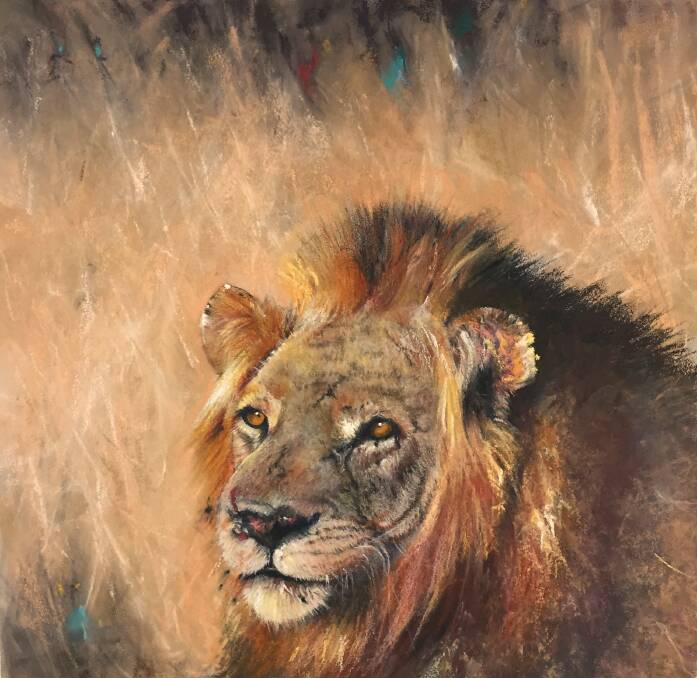 ROARING SUCCESS: Artist Phillip Austen's entry 'Scarred but still king' won the Small Wonders Art Exhibition and competition on at Longford. Picture: Supplied