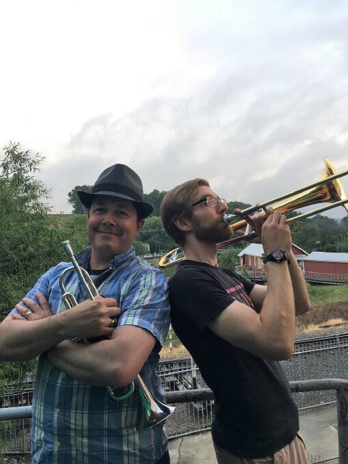 ROCK OUT: Deloraine Big Band leader Ben Harker on trumpet and trombonist Nathan Tivendale go retro rock for their February event. Picture: Supplied