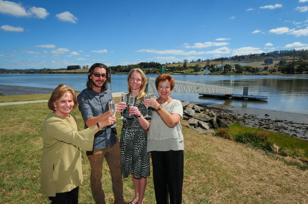 PRIZE: West Tamar mayor Christina Holmdahl, Artentwine curator Patrick Sutczak, Bass Liberal MHA Sarah Courtney and West Tamar Arts Group chairwoman Joy Allen raise a glass for the launch of Artentwine. Picture: Paul Scambler