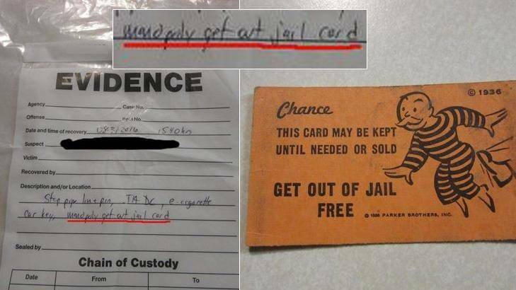 Your get-out-of-jail free card is more likely to be taken into evidence than to actually do what it says it might... Photo: Reddit