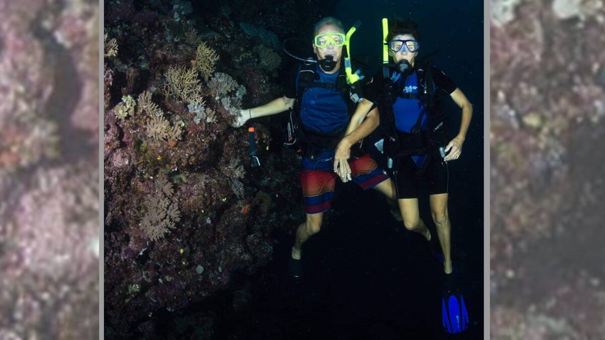 Mike and Sue Rose scuba diving in Fiji. Picture: Supplied