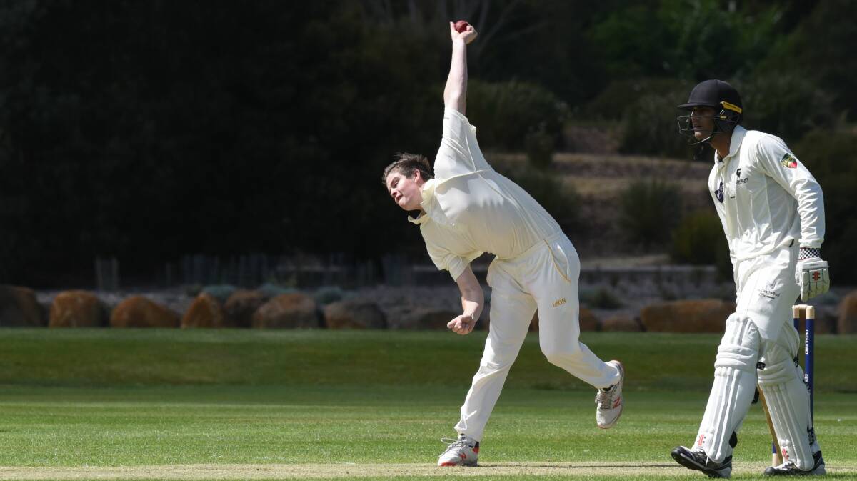 DELIVERY: Tasmanian under-19 left-armer Sam O'Mahony bowling for the Greater Northern Raiders this year.