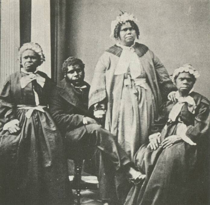 GROUP: Truganini, seated right, was one of the four last Tasmanian Aborigines alive in the 19th Century.