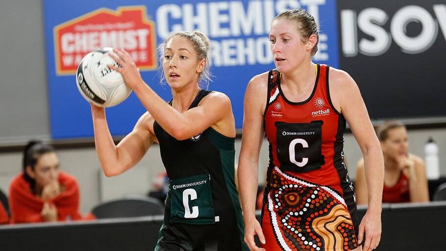 POISED: Tasmanian Magpies midcourter Shelby Miller in form against the Territory Storm. Picture: Magpies Netball
