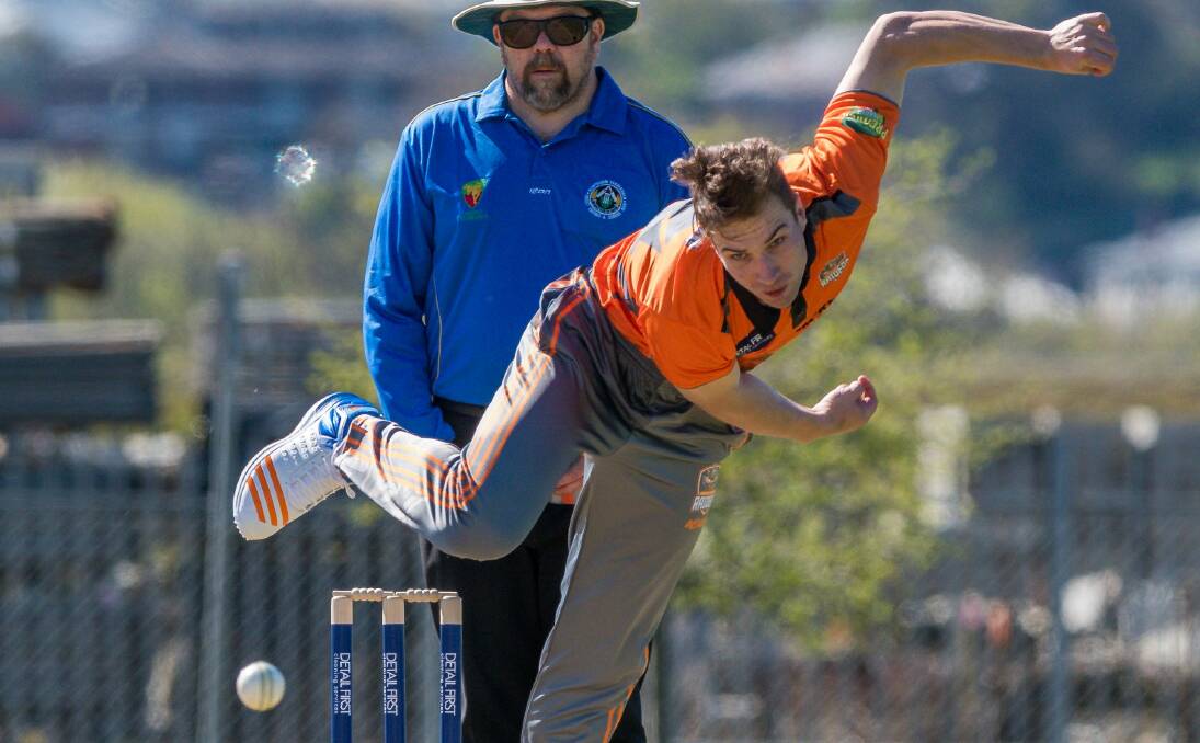 COP THAT: Greater Northern Raiders seamer Oliver Wood has headed back home after a brief stint for North Hobart last season. Picture: Phillip Biggs
