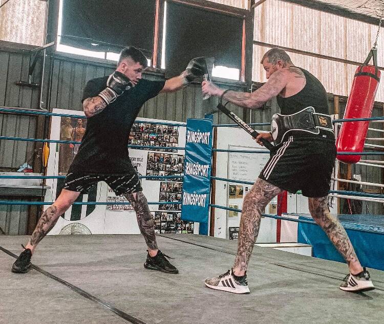 FIGHT ON: Alex Speed goes through a sparring session with coach Nick Millwood. Pictures: Supplied