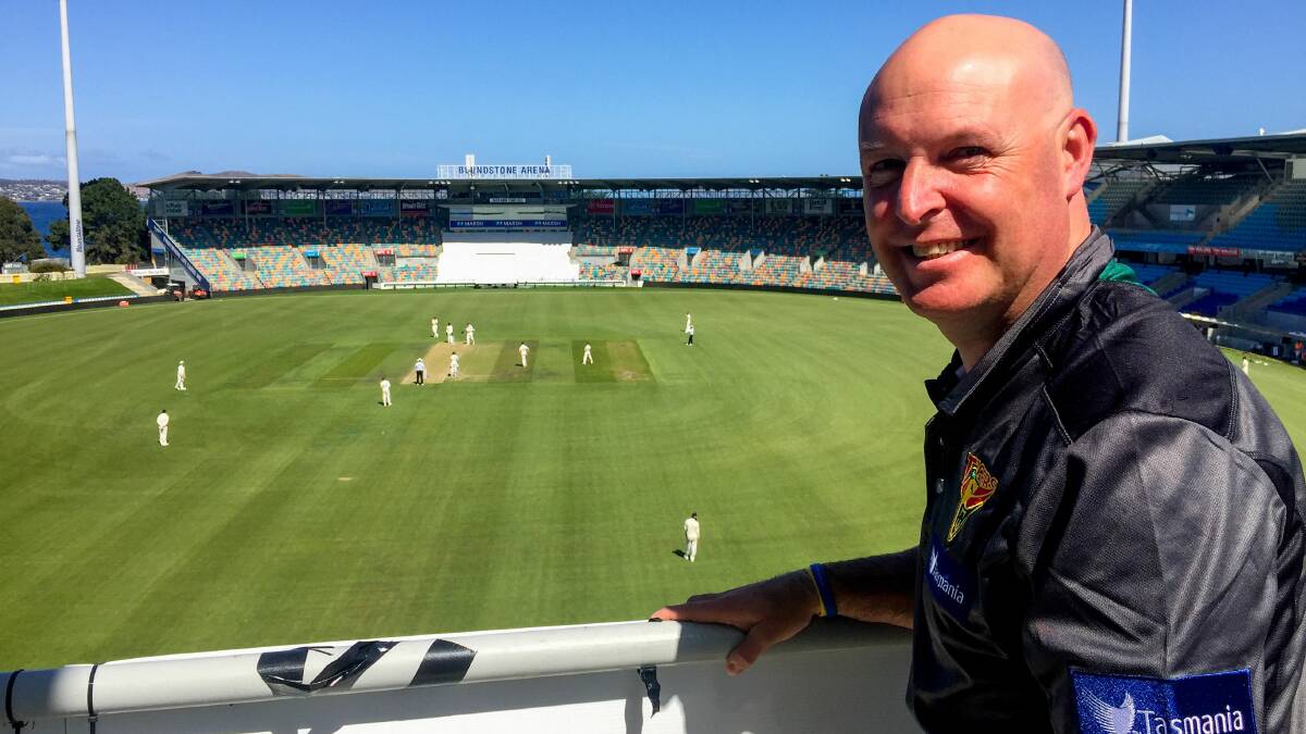 FAREWELL: Cricket Tasmania boss Dominic Baker gets in his last smile while he can at the state's last cricket game of the summer. Picture: Rob Shaw