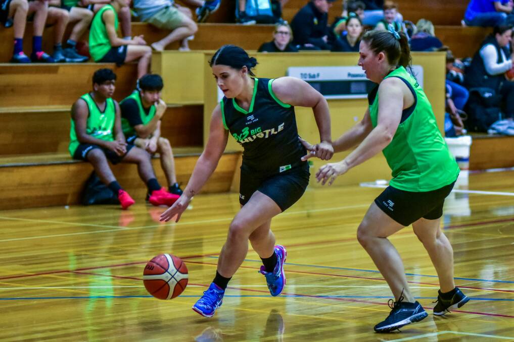 DRIVING: Karlee Fulton looks to dribble to the hoop amid the myriad of state 3x3 games at Elphin Sports Centre on Saturday. Picture: Neil Richardson
