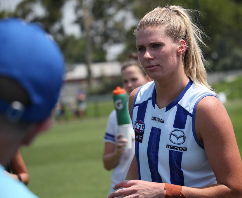 YOU'RE IN: Kangaroos rookie Abbey Green has been given the nod from coach Scott Gowans to play on Saturday in Launceston. Picture: NMFC Media