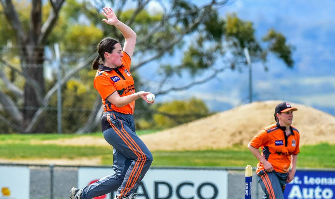 HERE IT COMES: Top spesarhead Sophie Parkin gets right into her bowling stride during one of the Greater Northern Raiders' early matches staged at Youngtown last year.