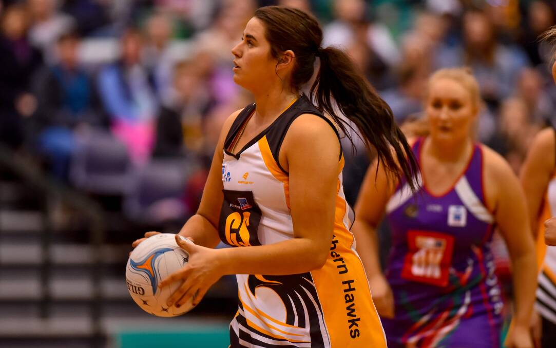 UNLUCKY: Northern Hawks top state league sharpshooter Ashlea Mawer is one of four from the state to be left out of the Tasmanian Magpies squad.