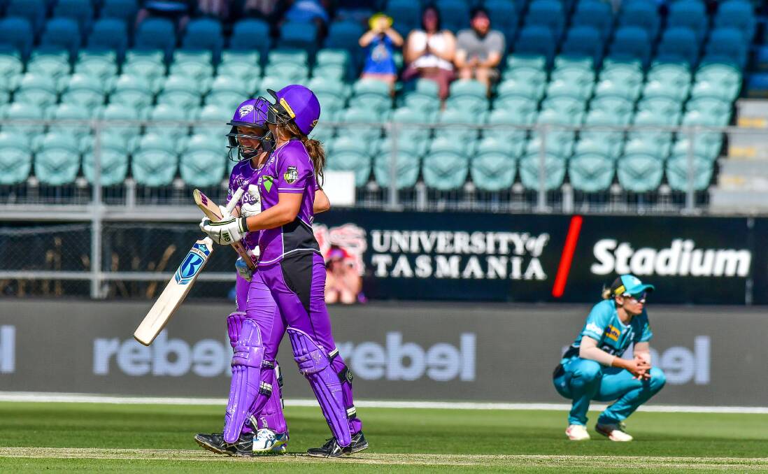 WE'VE DONE IT: Georgia Redmayne and Mikayla Hinkley walk off the wicket satisfied after getting the runs to win.
