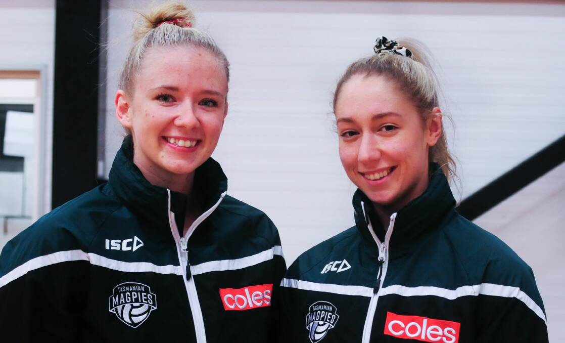OUT TO REPRESENT: Zoe Claridge and Shelby Miller prepare for their finals berth on the weekend for reigning premiers Tasmanian Magpies. Picture: Neil Richardson