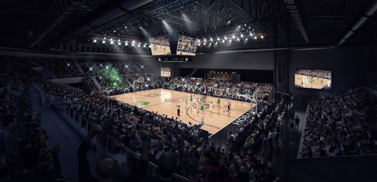 NEW DAWN: The NBL has shown off digital images of what it imagines the Derwent Entertainment Centre to look like after Glenorchy City council sells off the arena. Picture: NBL