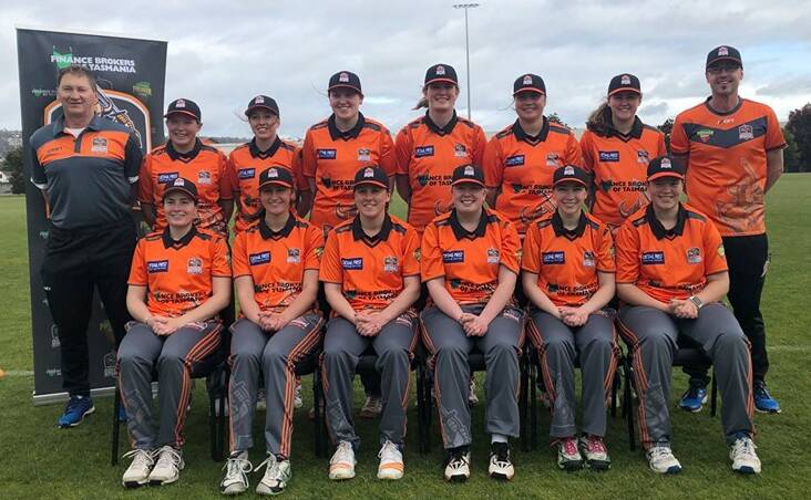 HISTORIC: Greater Northern Raiders line up for the club's first game in the Cricket Tasmania Premier League women's competition. Picture: Supplied