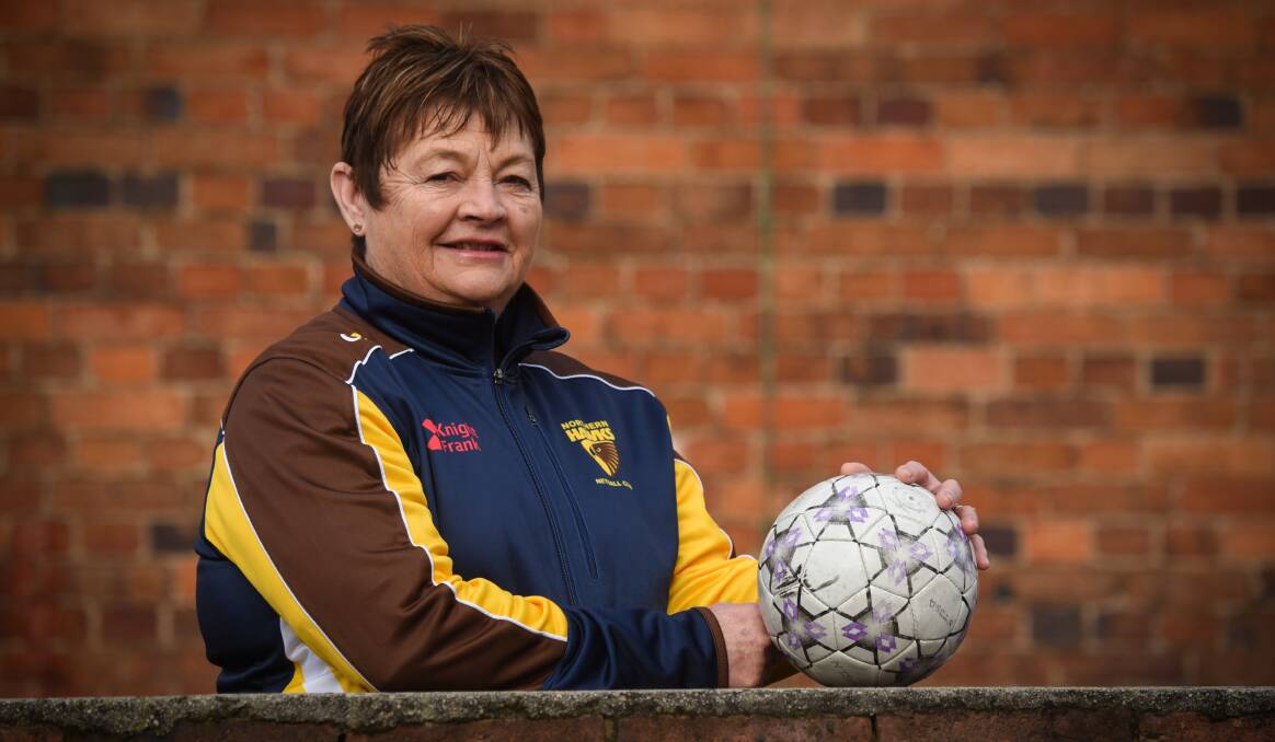 DEFENCE: Netball junkie Ann Pearce has proven to be the one constant behind the wall that kept up a wonky Northern Hawks upright over the years. Picture: Paul Scambler 