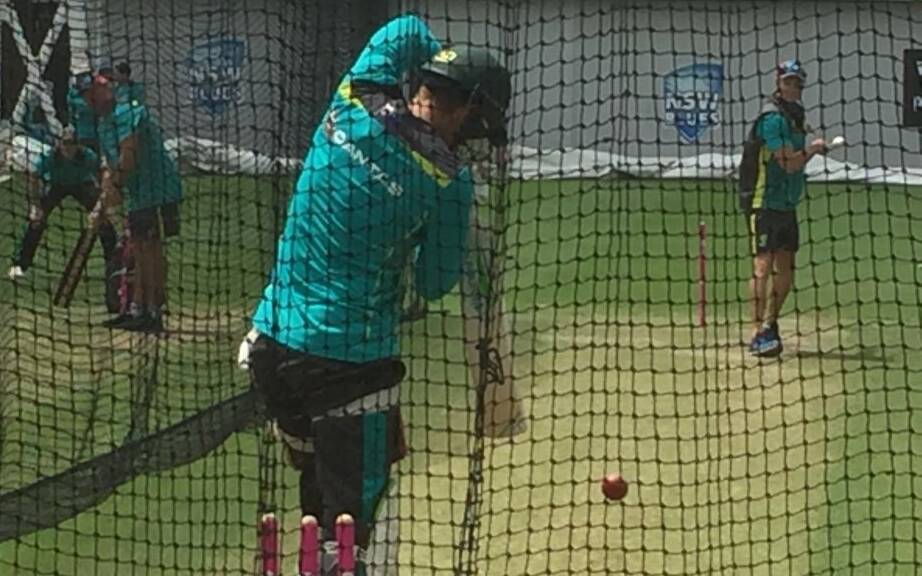 NET PLAY: Paine facing a few balls at Australian training. Picture: Supplied.