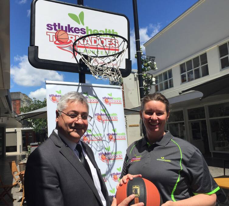 FRESH START: St Lukes Health chief executive Paul Lupo and Tornaodes chair Janie Finley marks the new sponsorship deal. 
