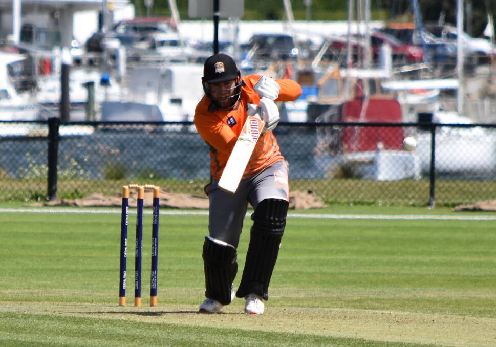 MY CALL: Raiders vice-captain Alistair Taylor waits for his cover drive to clear the infield. 
