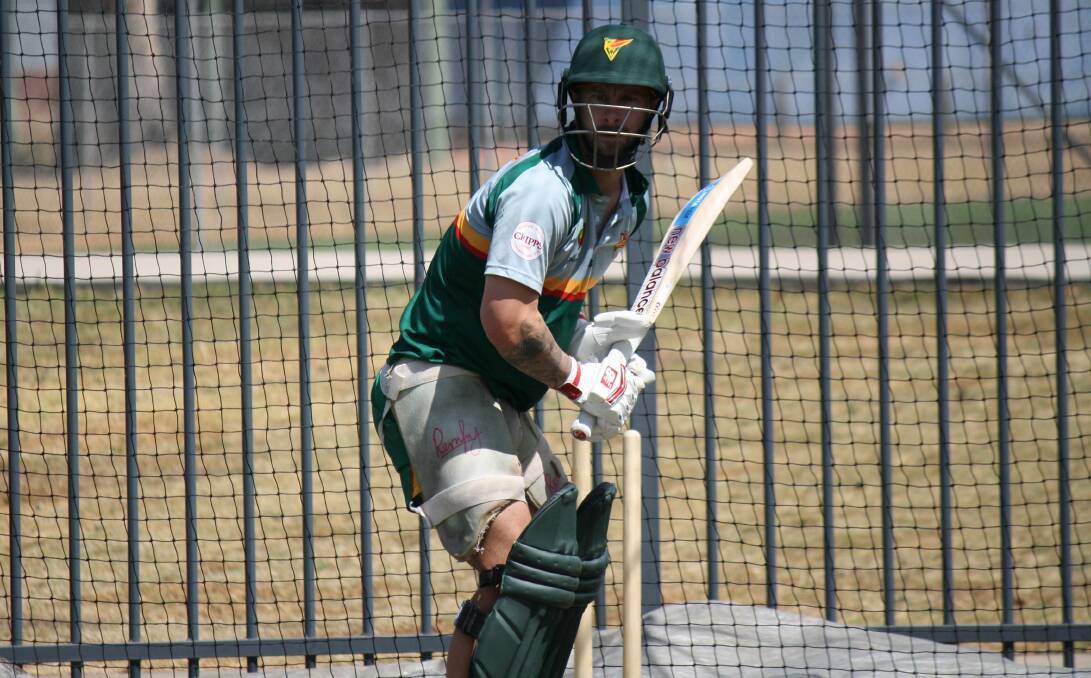 PRACTICE: Matthew Wade batting in the nets during Tasmanian preseason. Picture: Supplied.
