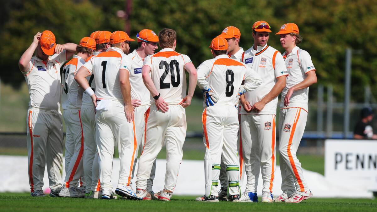 THEY'RE BACK: Greater Northern Raiders gather after a wicket last season in their Premier League debut season.