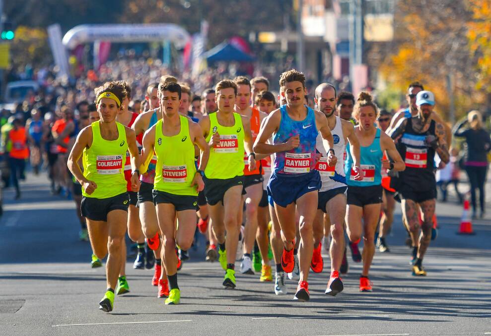 ON YOUR MARK: Runners make their way from the 2018 start line at the last Launceston 10 event that appears to be put on hold for up to another five months. Picture: Scott Gelston