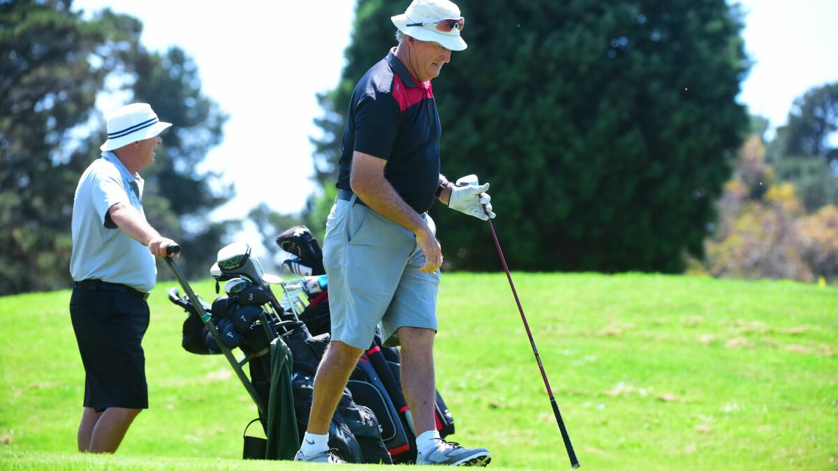 SATISFIED: Local hope Michael Leedham walks away after a fine approach down the fairway. Picture: Neil Richardson.