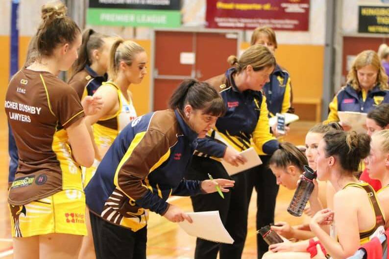 LISTEN UP: Northern Hawks co-coaches Kellie Woolnough and Ruth Tuohy get the message through to their players. Picture: Jess Stevenson