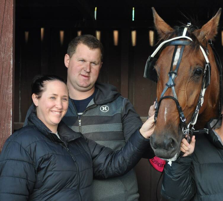 HURTING: Sidmouth trainer Ben Yole and wife Catherine look after horse Union Force. Picture: Greg Mansfield