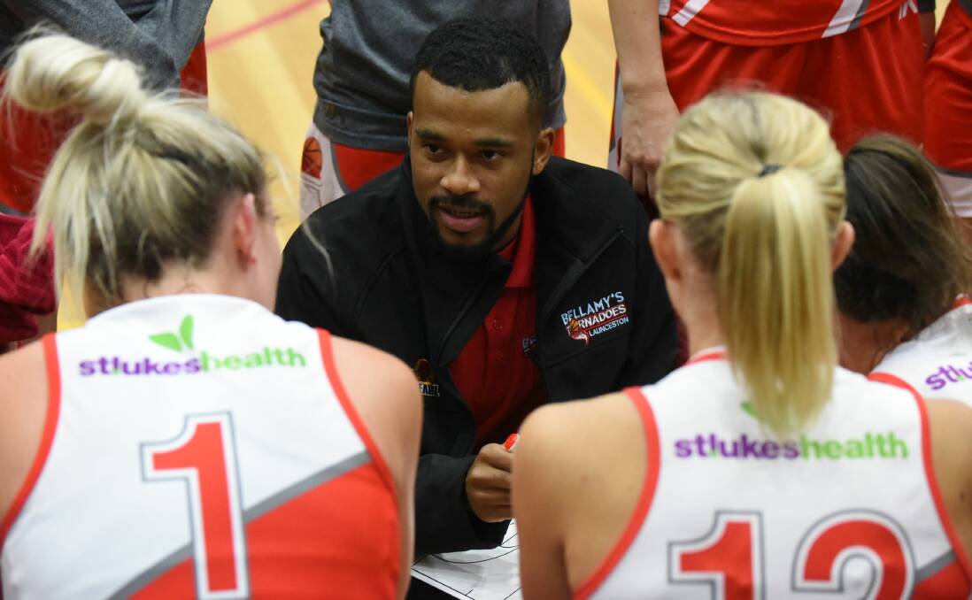 TEAMWORK: Incumbent Launceston Tornadoes coach Derrick Washington has formed a close bond with the players after reaching a SEABL women's grand final in his first season at the club.