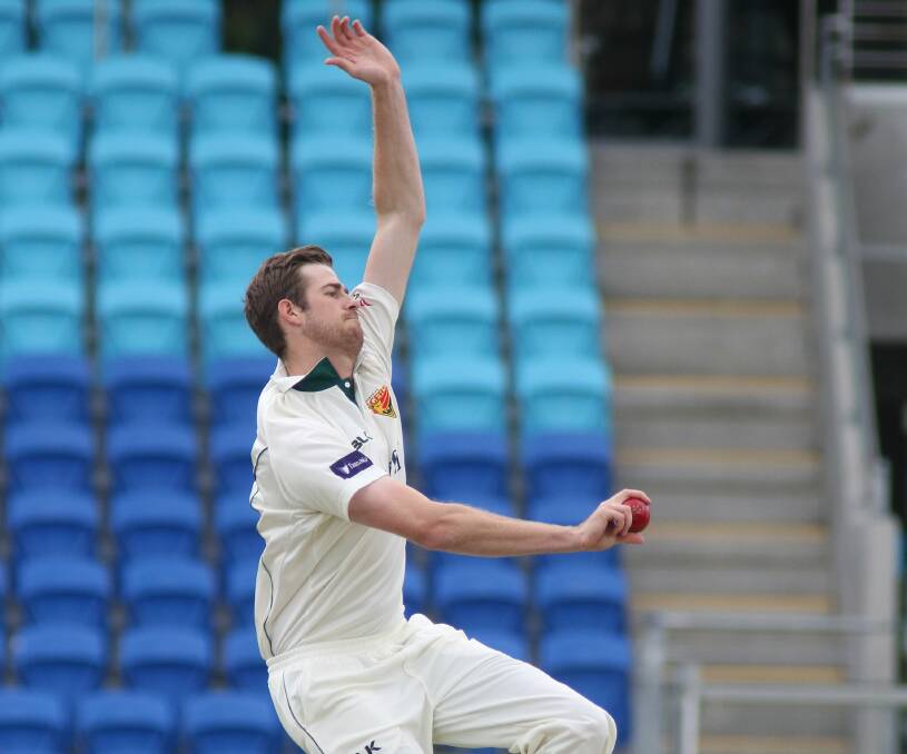 STANDING TALL: Paceman Alex Pyecroft is set to add more matches to his Tasmanian career since debuting last season against South Australia. Picture: Rick Smith