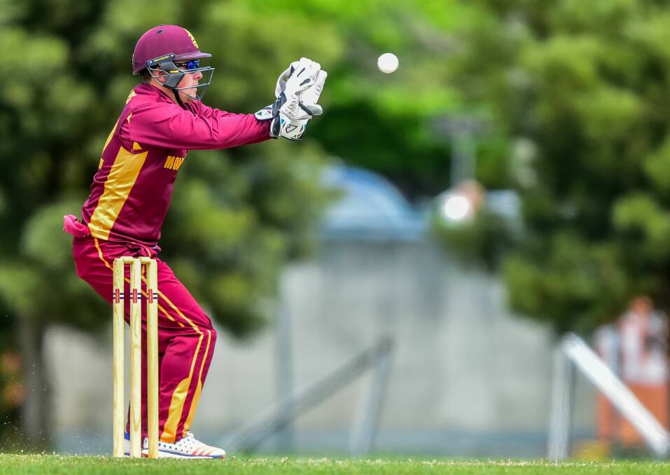 SAFE HANDS: Mowbray wicketkeeper Connor Lockhart takes a throw from the outfield.