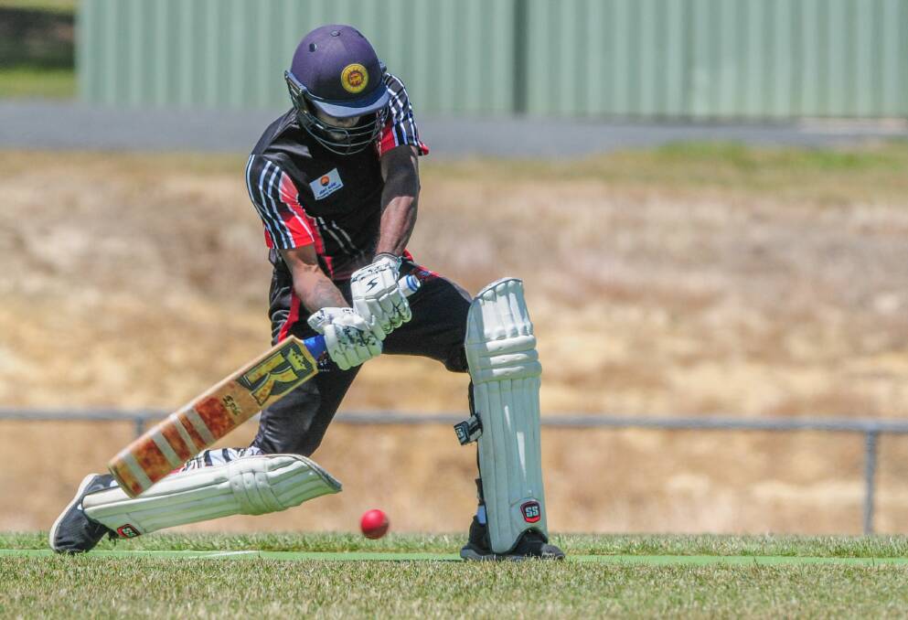 HEAD DOWN: Hadspen talisman Dilan Jayalath goes on the attack that was a trademark of his batting prowess in the Premier League.