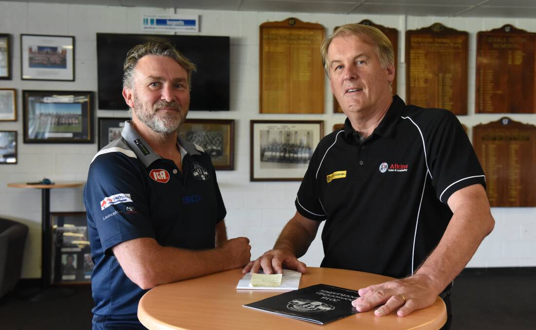 GET BEHIND US: Darrin Geard and Malcolm Atkins are appealing to past Launceston players to join up to the new Windsorians. Picture: Paul Scambler