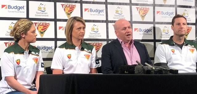 CHANGE: Cricket Tasmania boss Nick Cummins announces Salliann Briggs in charge of Tasmanian women's cricket. Picture: Cricket Tasmania