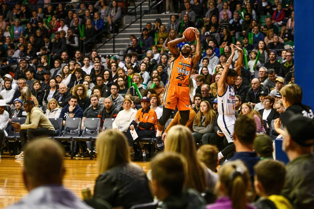 SHOOT: Cairns Taipans star DJ Newbill displays what Tasmania is missing during last year's NBL Blitz preseason at the Silverdome. Picture: Scott Gelston