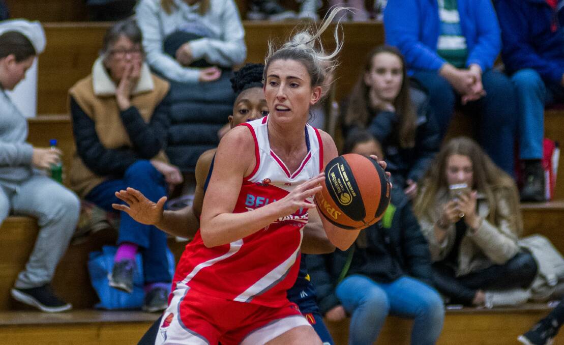 PAINED: Launceston Tornadoes stand-in skipper Lauren Nicholson works at a frantic rate during a dramatic close to the clash with Ballarat Miners. Pictures: Phillip Biggs