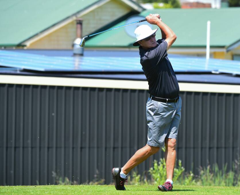 FULL SWING: New South Welshman Stefan Albinski tees off during the opening day of the Tasmanian Senior Amateur Championship at Mowbray. Picture: Neil Richardson
