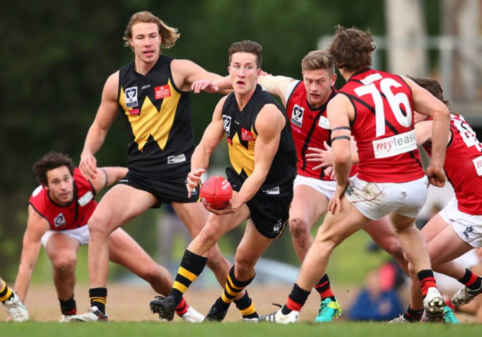 CHOCO'S CHOICE: Former South Launceston and Western Storm onballer Matt Hanson stands out in the VFL clash for Werribee against Essendon last season. Picture: Supplied