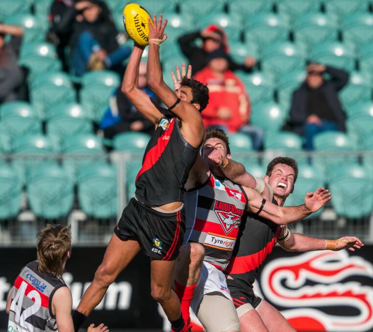 SOARING BOMBER: Tarryn Thomas flies spectacularly. Picture: Phillip Biggs 