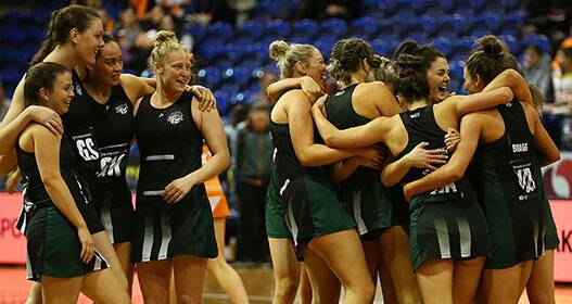 WE DID IT: Tasmanian Magpies celebrate last year's maiden grand final win over Canberra Giants. Picture: Magpies Netball