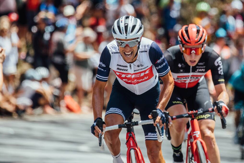 ECSTASY: Hadspen's Richie Porte marches to the line knowing that a second Tour Down Under victory is well and truly in sight in Adelaide on Sunday.