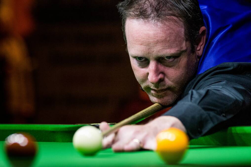 FOCUS: West Australian Matthew Bolton is a picture of concentration during Sunday night's tense Ron Atkins Classic final. Picture: Phillip Biggs