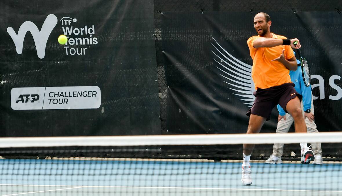 TAKE THAT: Mohamed Safwat delivers a punchy forehand. Pictures: Scott Gelston