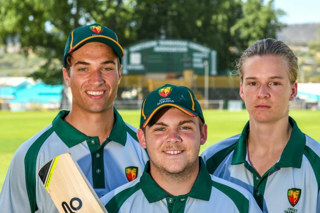 FACING UP: Cricket North's Oliver Wood, Jarrod Freeman and James Beattie representing the state at the under-19 national titles. Picture: Phillip Biggs