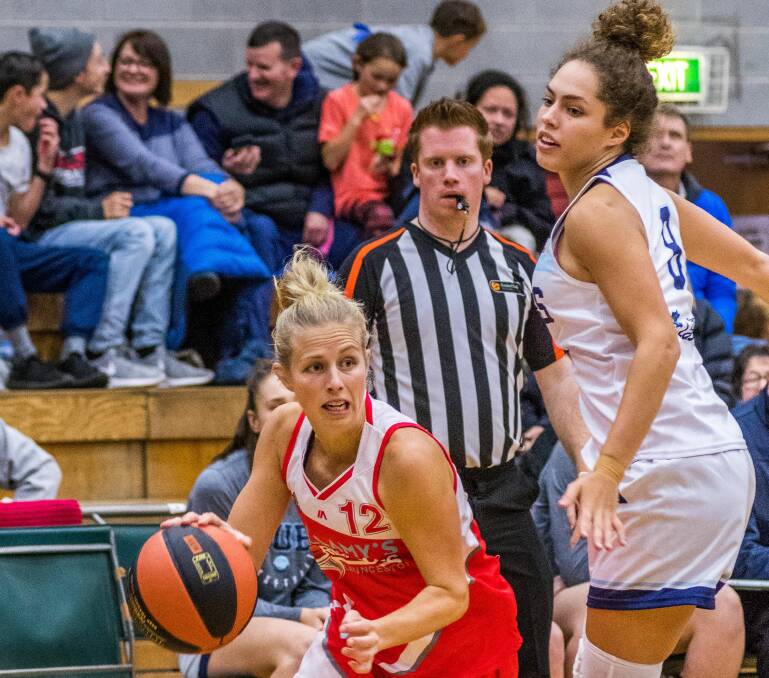 MOVING IN: Tornadoes guard Emma Haywood drives towards the basket unhindered in Friday night's SEABL strong victory against Frankston. Pictures: Phillip Biggs